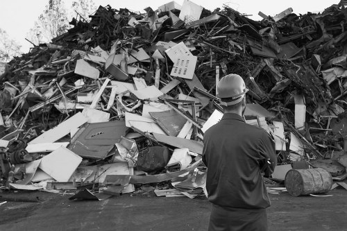 Construction site with builders waste being cleared